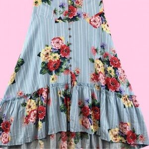 Maeve Anthropologie Blue Floral High-Low Skirt